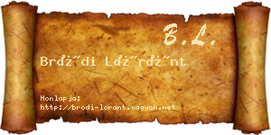 Bródi Lóránt névjegykártya